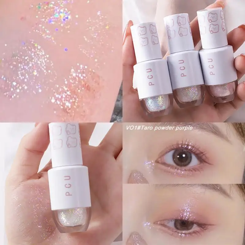 Bright Shine Liquid Eye Shadow Glitter Highlighter Waterproof Pearlescent paillettes sdraiato baco da seta Fine trucco cosmetico coreano