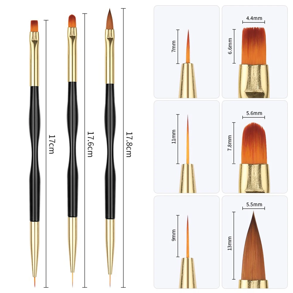 Juego de pinceles profesionales para dibujo de uñas, herramientas de manicura, pincel de cristal, bolígrafo de patrón de flores de puntos de 2 vías, multifuncional, bricolaje