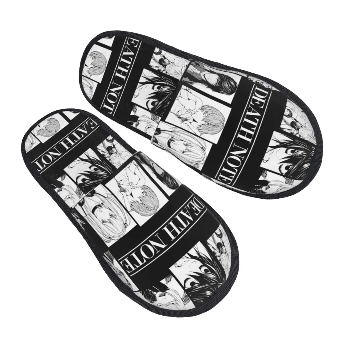 Death Note Manga Collage Slippers Non-skid Anime Lawliet Light Soft Household Fur Slippers Slides Indoor