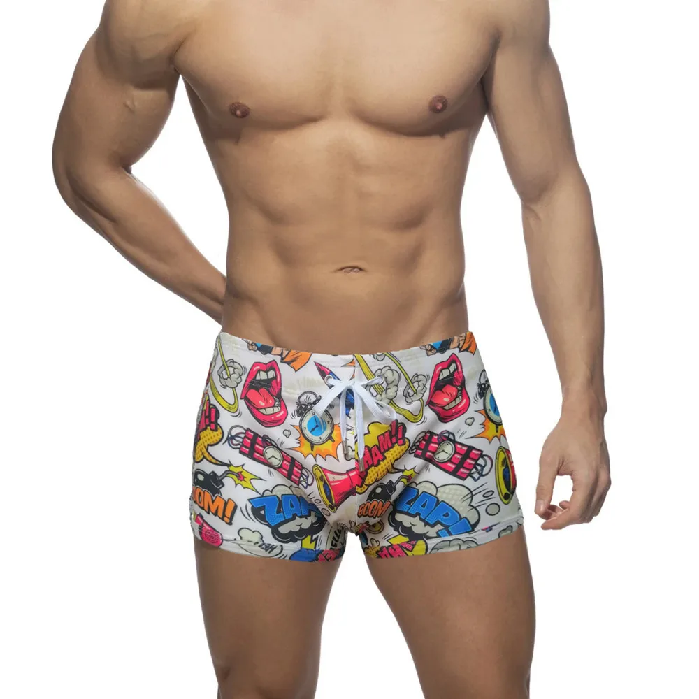 

New 2026 new swimsuit men's swimming trunks printed boxers low-rise sports quick-drying shorts beach BS427