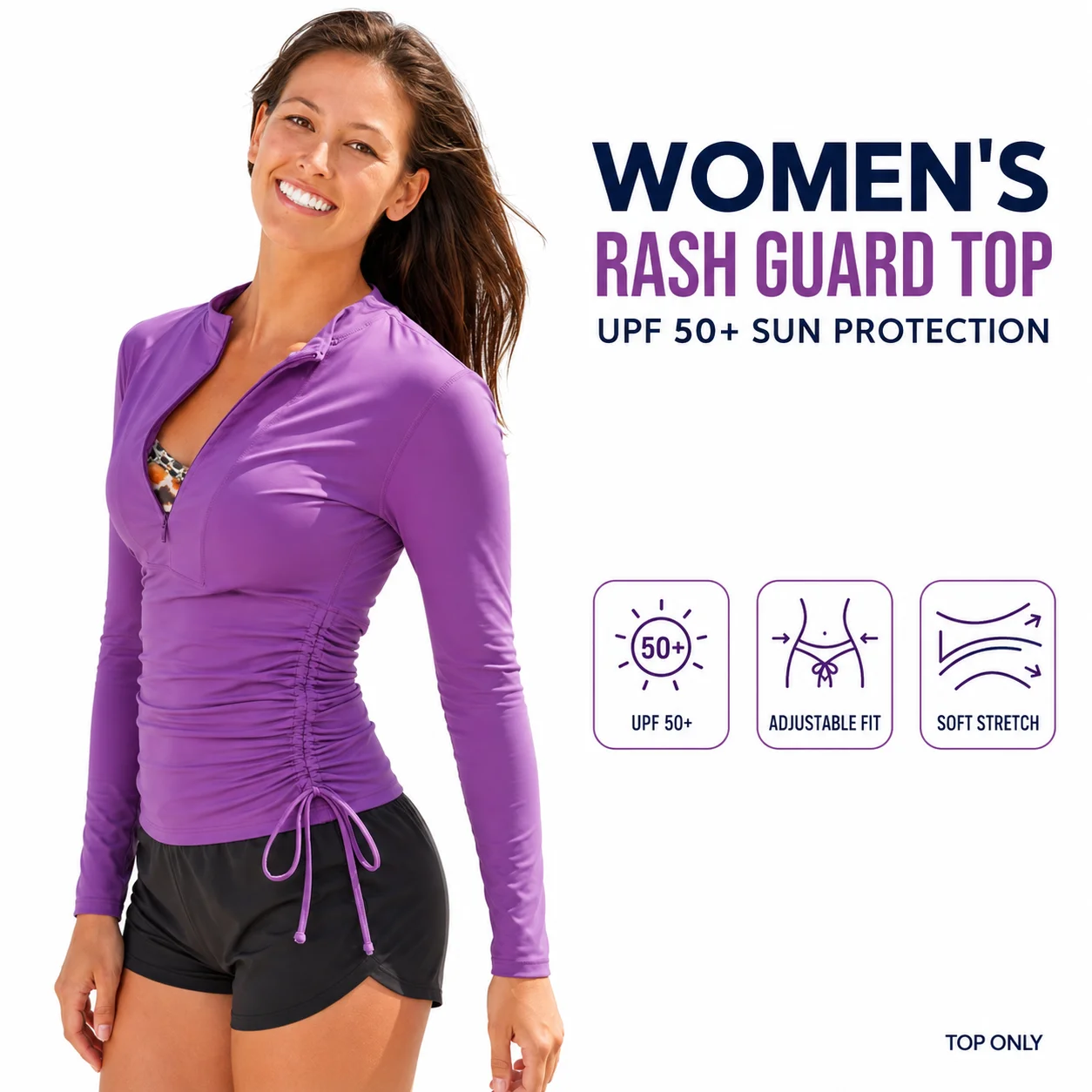 SBART Women UPF 50+ Long Sleeve Rash Guard Top Slim Fit Quick Dry Surfing Diving Snorkeling Swimming Shirt