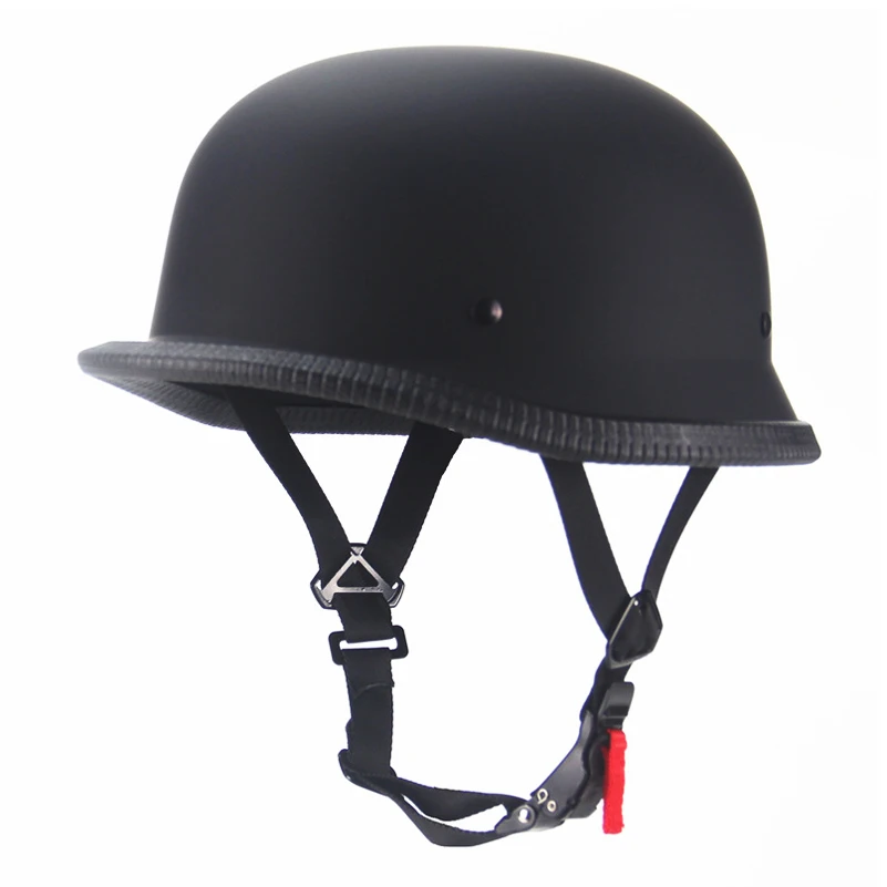 1X M/L/XL/XXL Vintage Motorcycle Cruiser Helmet Half Face German Helmet Motorcycle Helmet Bright Black DOT Certification