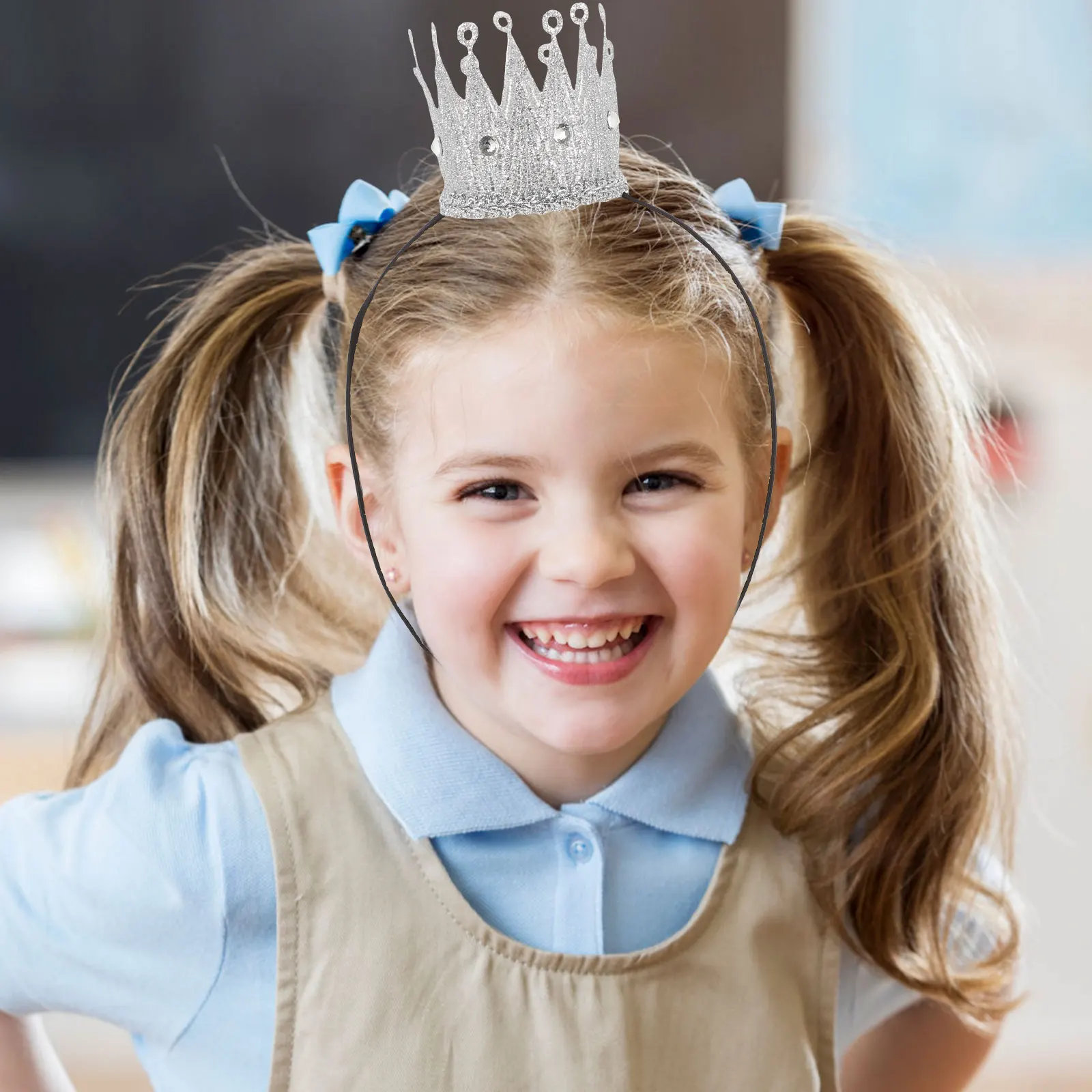 

2pcs Crown Headband Toy Princess Decor Costume Shiny Glitter Party Child Fabric Wedding Photography Cosplay Birthday