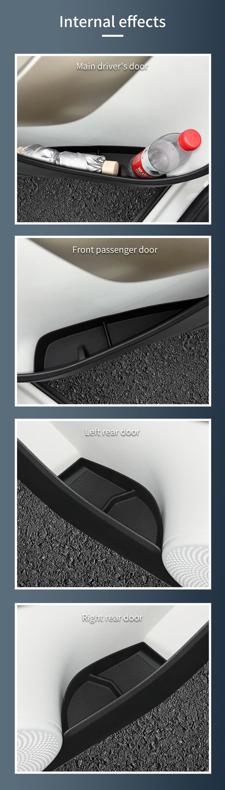 Smabee für Smart # 1/ # 3 2022-2025 Tür-Seiten-Aufbewahrungsbox Vorderer Hinterer Türgriff-Organizer TPE Auto-Zubehör – Detail 8