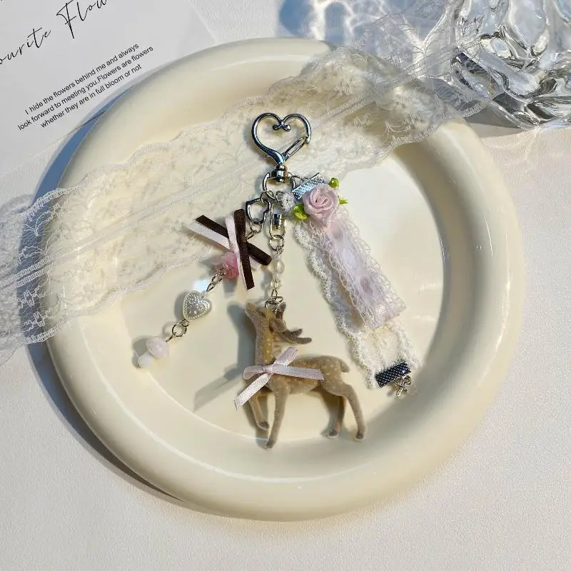 1 Stück Niedlicher Tragbarer Hirsch-Schlüsselanhänger Handgefertigter Koreanischer Stil Handy-Charms Länge DIY Perlen-Hülle – Detail 7