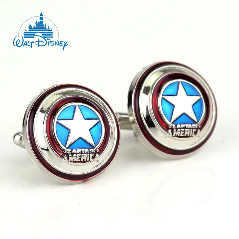 Disney Marvel Sci-fi Movie Avengers Captain America Shield Cufflinks Fashion Trend Metal Cufflinks Accessories Gifts For Fans