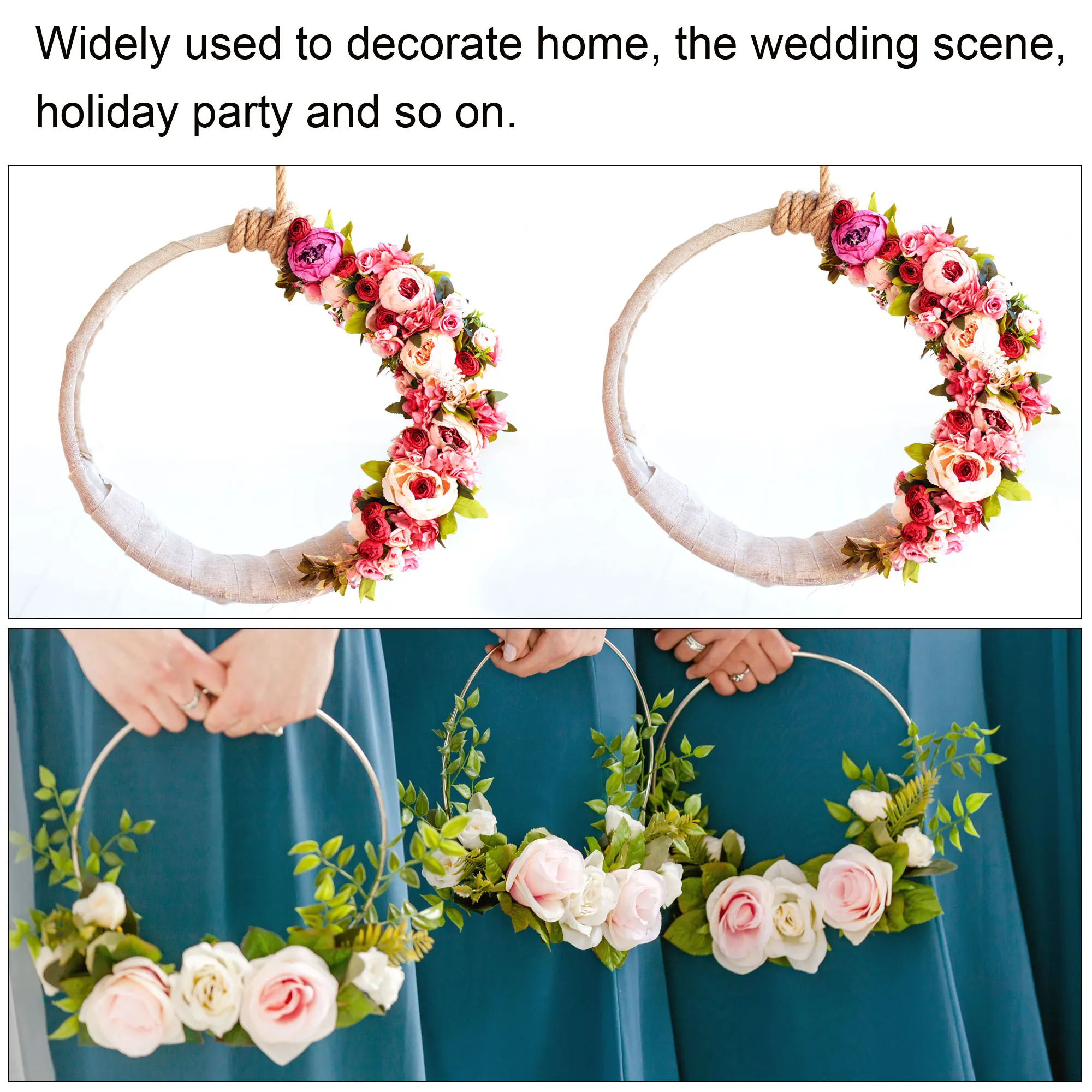 6/8/12pcs Wooden Bamboo Floral HoopCraft Rings for DIY Wedding Wreath Decor Dream Catcher and Hanging Crafts