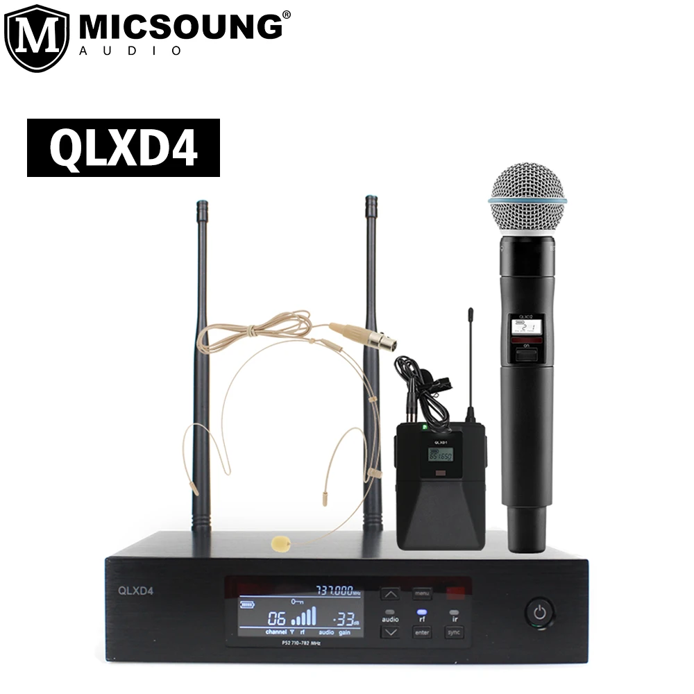 

QLXD4 BETA58 SM 58 BETA87A UHF True Diversity Wireless Microphone System with Lavalier headset mic