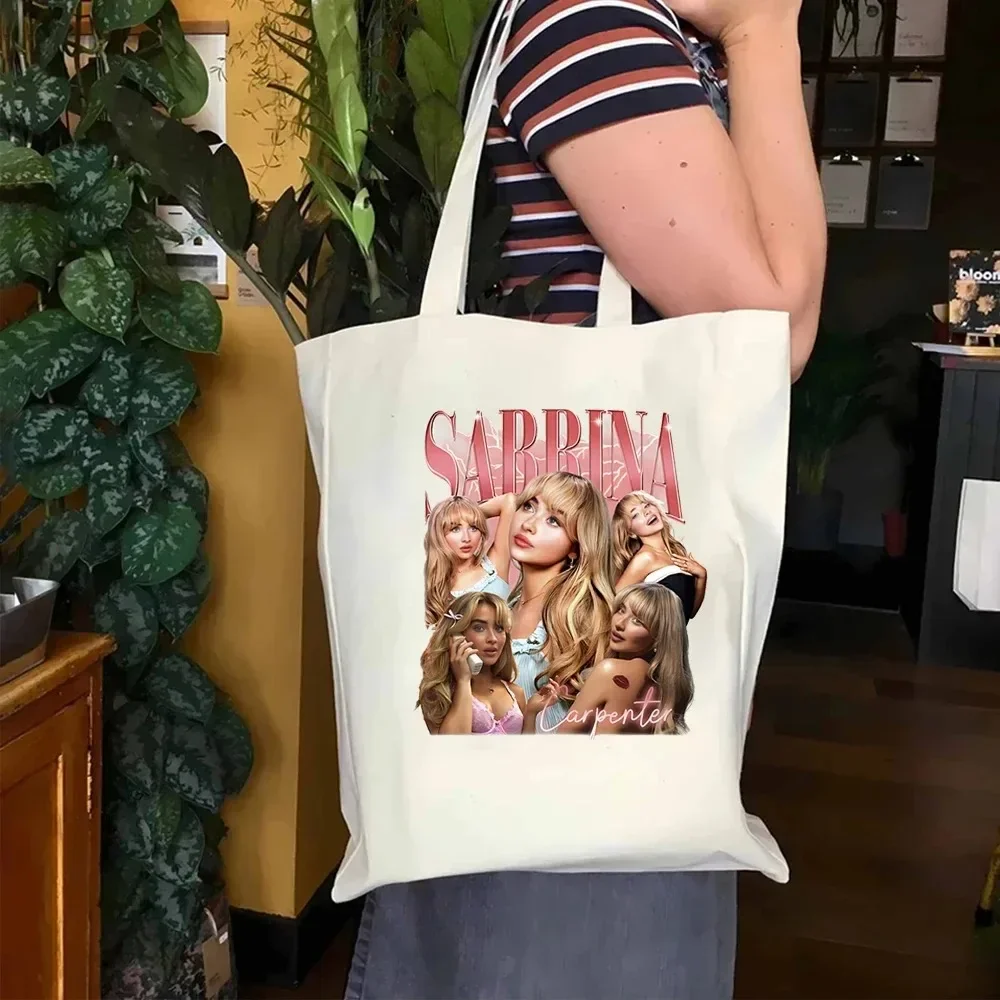 سابرينا نجار قماش حمل حقيبة المرأة Harajuku جماليات طباعة حقيبة كتف سابرينا جولة حمل حقيبة عادية موضة حمل حقيبة #2