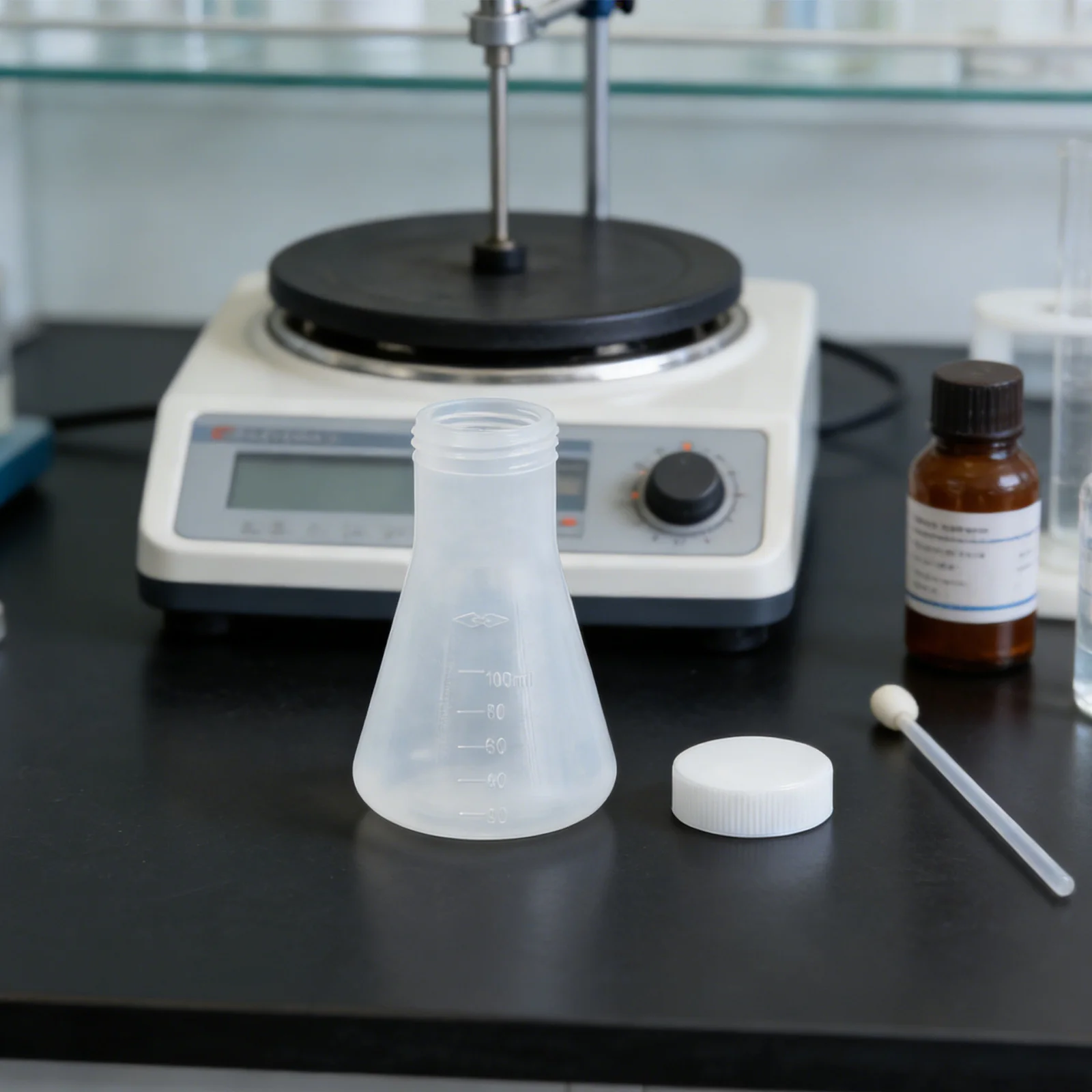 

20Pcs Plastic Conical Flasks Transparent Chemistry Bottle Plastic Lab Flask Clear Science Experiment Bottle Leakproof Screw Cap