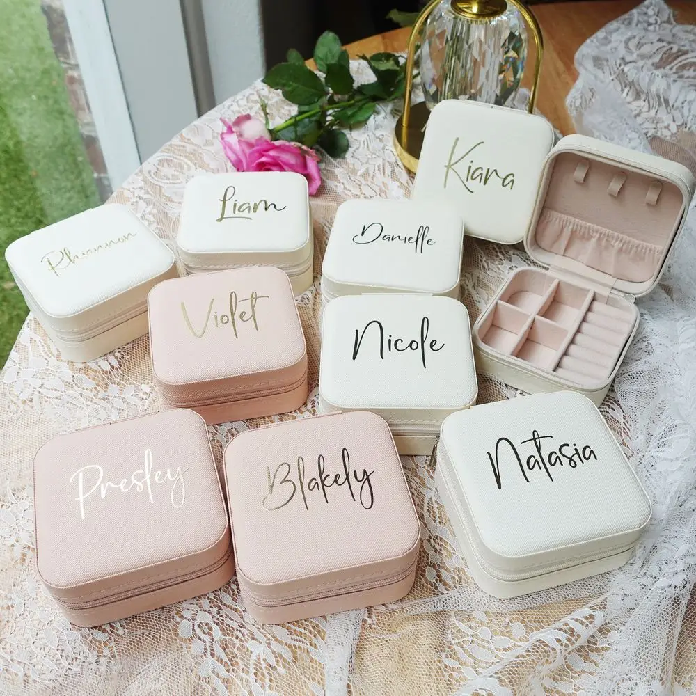 Personalized Jewelry Boxes Bridesmaid Travel Accessories Case Bridal Shower Thank You Gift Ideas Party Favors