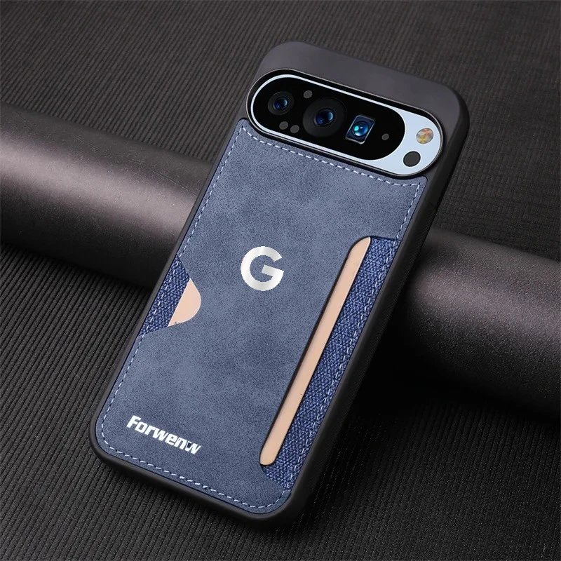Business Sle Card Slot Leather Phone Case For Google Pixel 10 9 Pro XL 9A Skin Feel Solid Color PU Lens Shockproof Protect Cover view 3