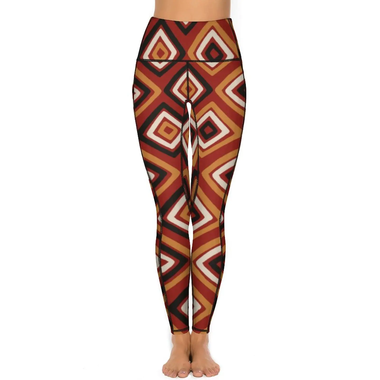 African Styles Leggings Retro Geometry Workout Yoga Pants Women Push Up Fashion Leggins Sexy Stretchy Design Sports Tights