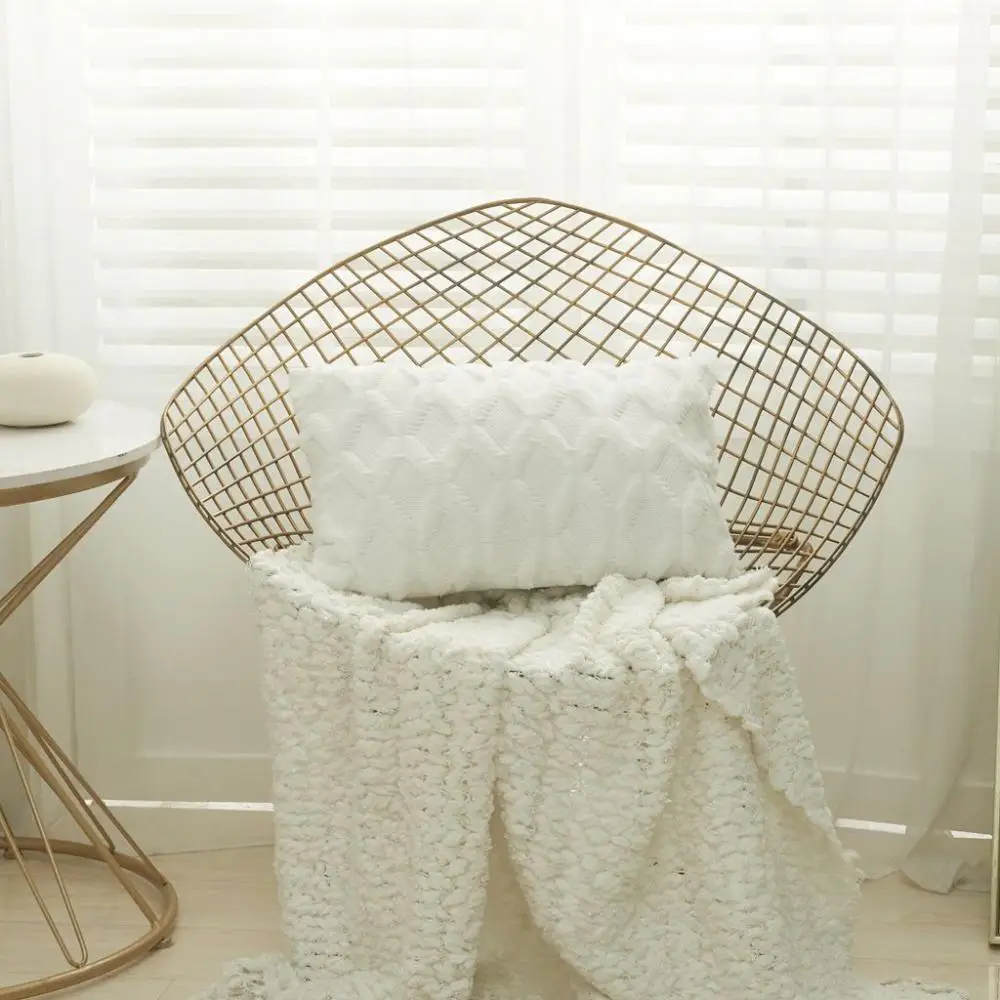 

For Livingroom,Bed Throw Pillow Rectangular Pillow Cover Rhombus Stripe Plush Sofa Decor Cushion Cover Home Textile Pillow Case