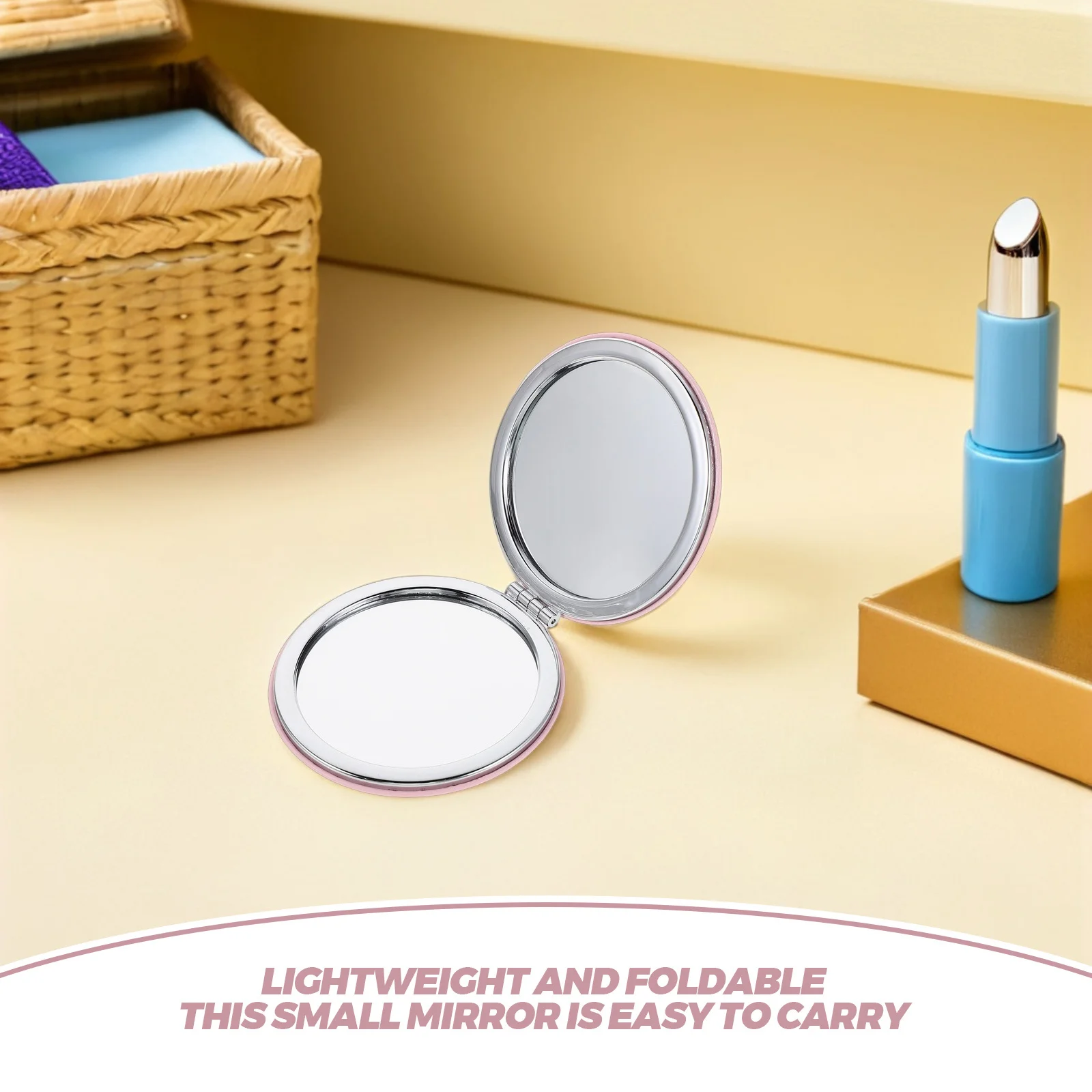 5Pcs Portable Folding Mirror Compact Round Double-Sided High-Definition for Travel Purse Office Makeup Touchups