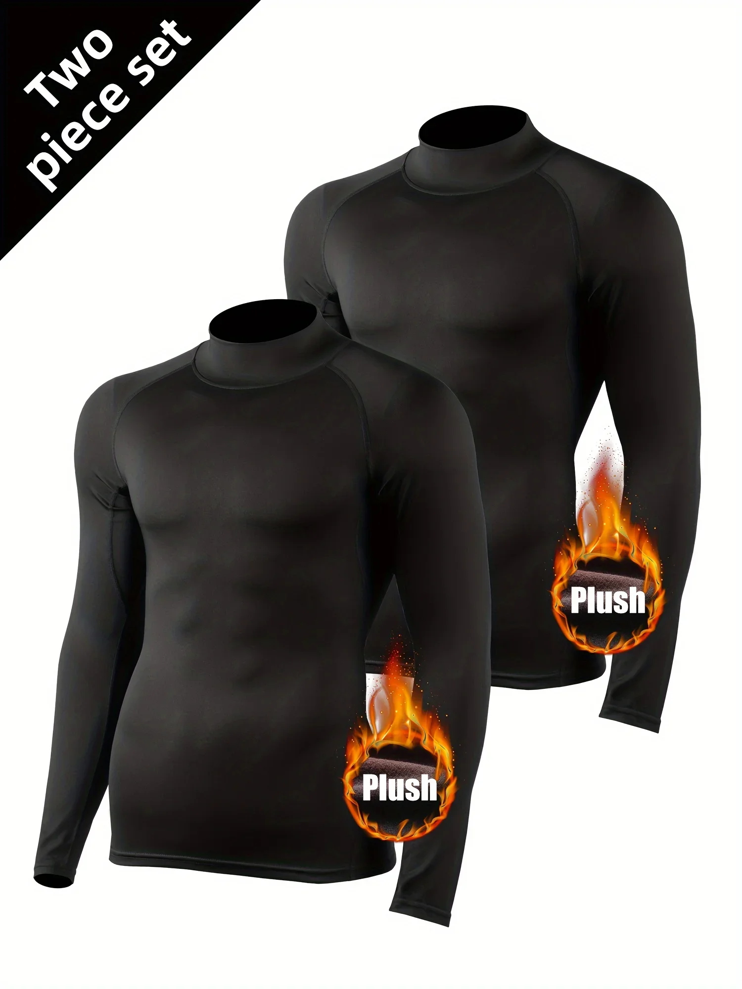 

Two sets of men's sports T-shirts, warm long-sleeved sportswear, for jogging in the gym, comfortable and well-fitting