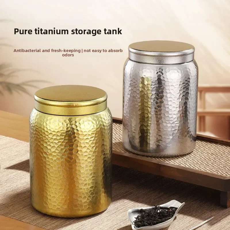Pure Titanium Large Capacity Sealed Tea Can Portable Fresh Keeping  Storage Box Outdoor Travel Set Household