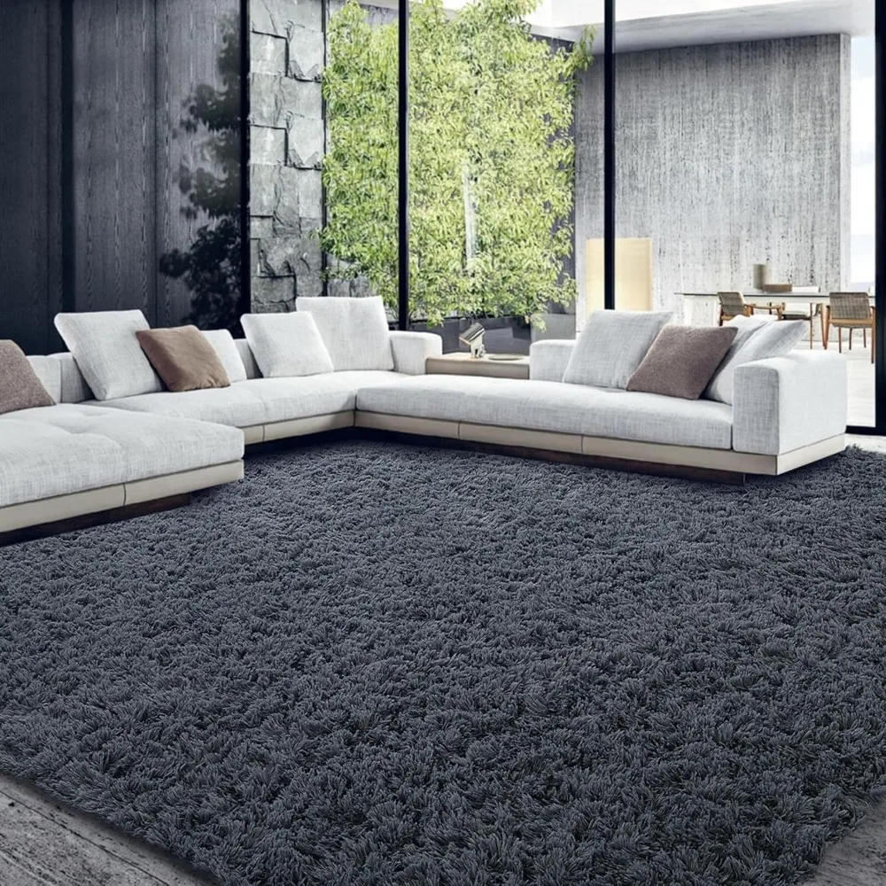 

Shaggy Area Rug 10x14 Feet, Ultra Fuzzy Large Plush Faux Fur Carpet Non-Skid Fuzzy Rug for Kids Playroom Home Decor, Dark Grey