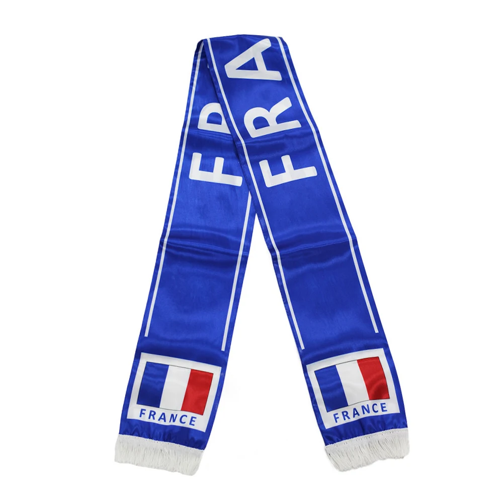 15x150cm  Double Side Printing Satin Football Soccer Fans France Scarf flags banner