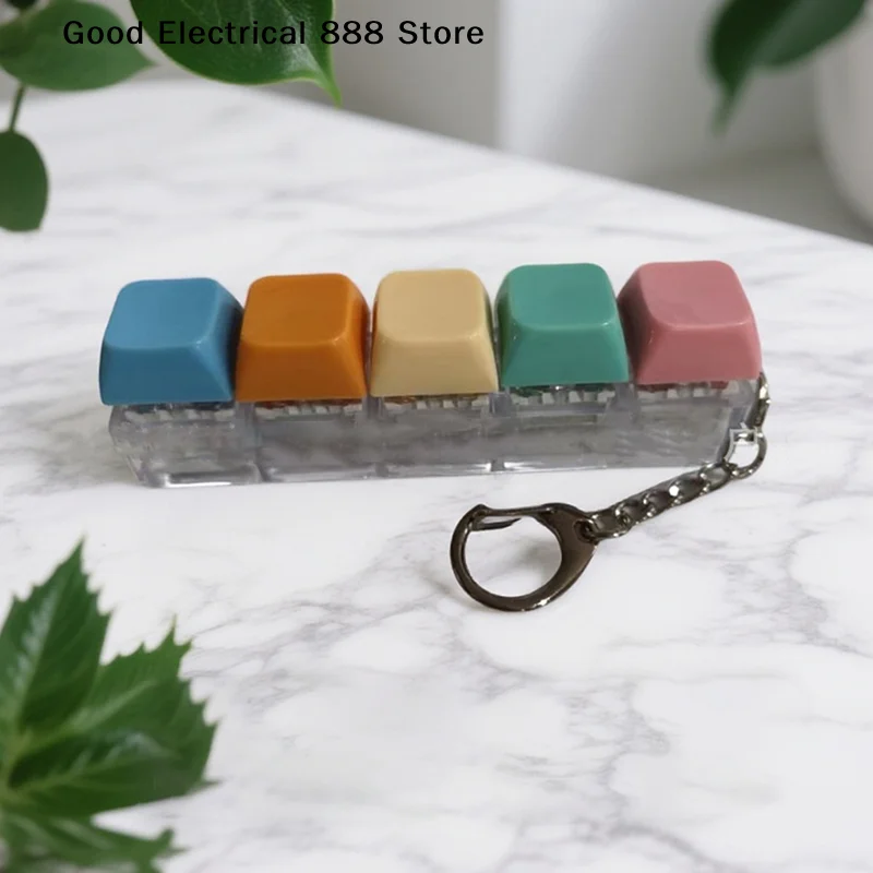 

5 Keys Key Switch Keychain Shaft Tester Mechanical Keyboard Fidget Button LED Button Finger Toys Relief Stress Gifts For Adults