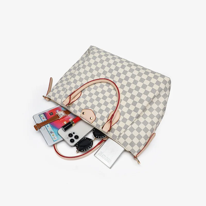 New Women's Bags, European and American Trendy Tote Bags, Retro Style Handbags, Fashionable and Versatile Plaid Casual Bags, Large-Capacity Shoulder Crossbody Bags