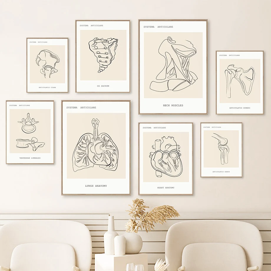 Heart Brain Lungs Spine Skeletal Neck Organ Anatomy Wall Art Canvas Painting Medical Poster And Prints Pictures For Clinic Decor