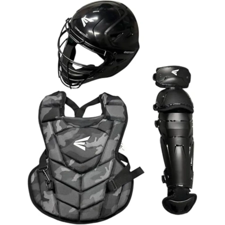 

Black Magic 3.0 Youth Baseball Catcher Gear Set Helmet Chest Protector Leg Guards Black Camo Medium Ages 6-9
