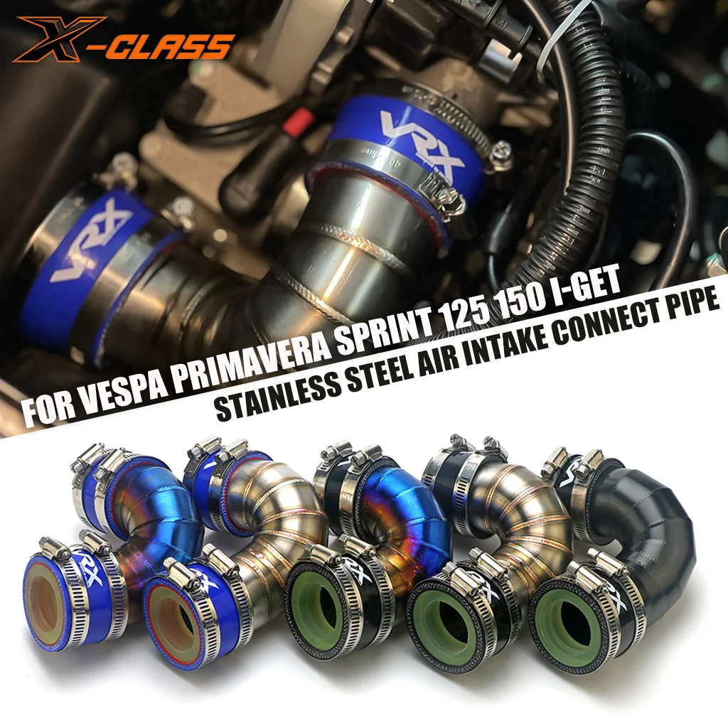 For Vespa Primavera Sprint 125 150 i-Get Stainless Steel Engine Air Intake Connecting Pipe Tube Throttle Body Airbox Inlet Hose