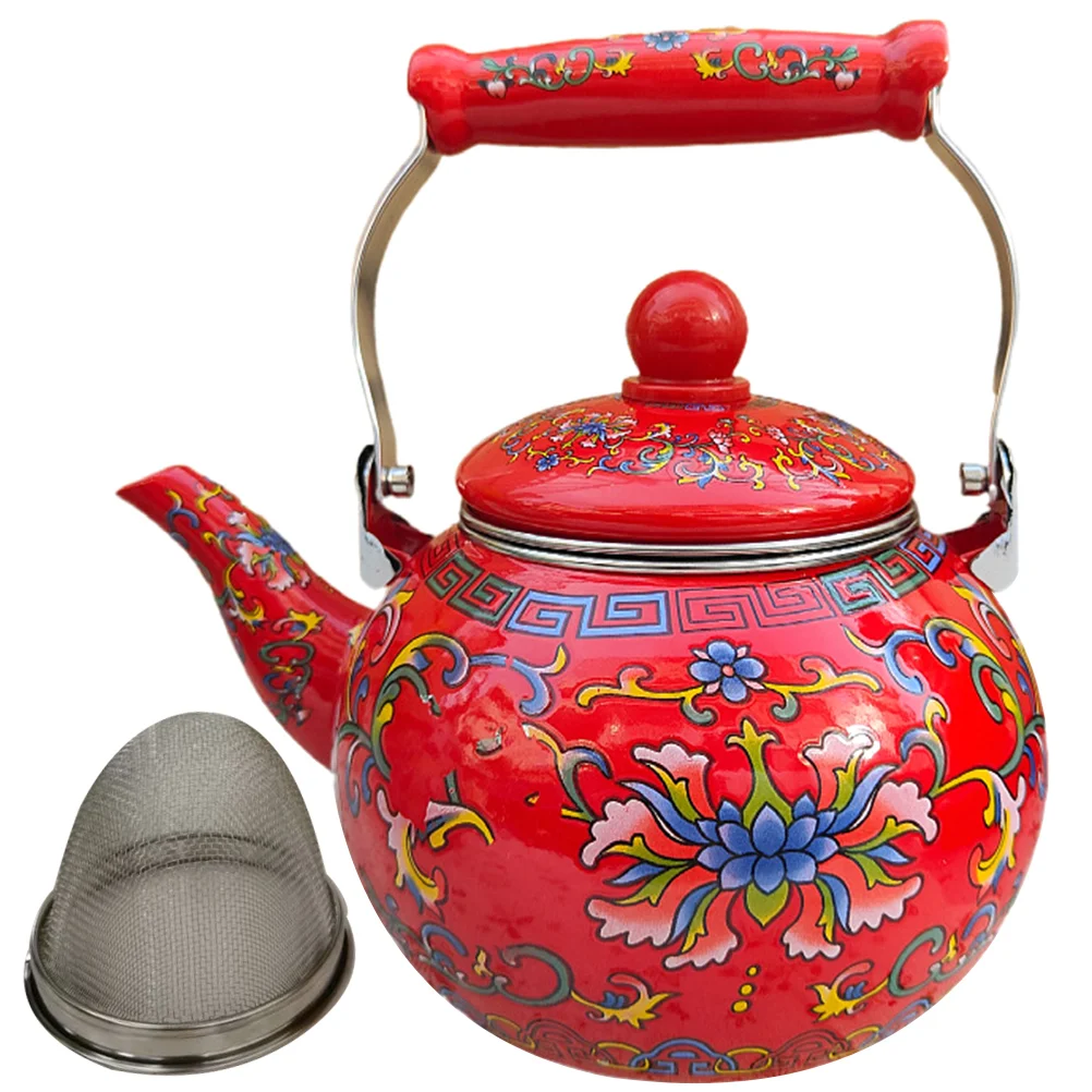 Enamel Kettle Stainless Steel with Whistle Gas Stove Electric 110v Teapot Kitchen Water Decorate Office