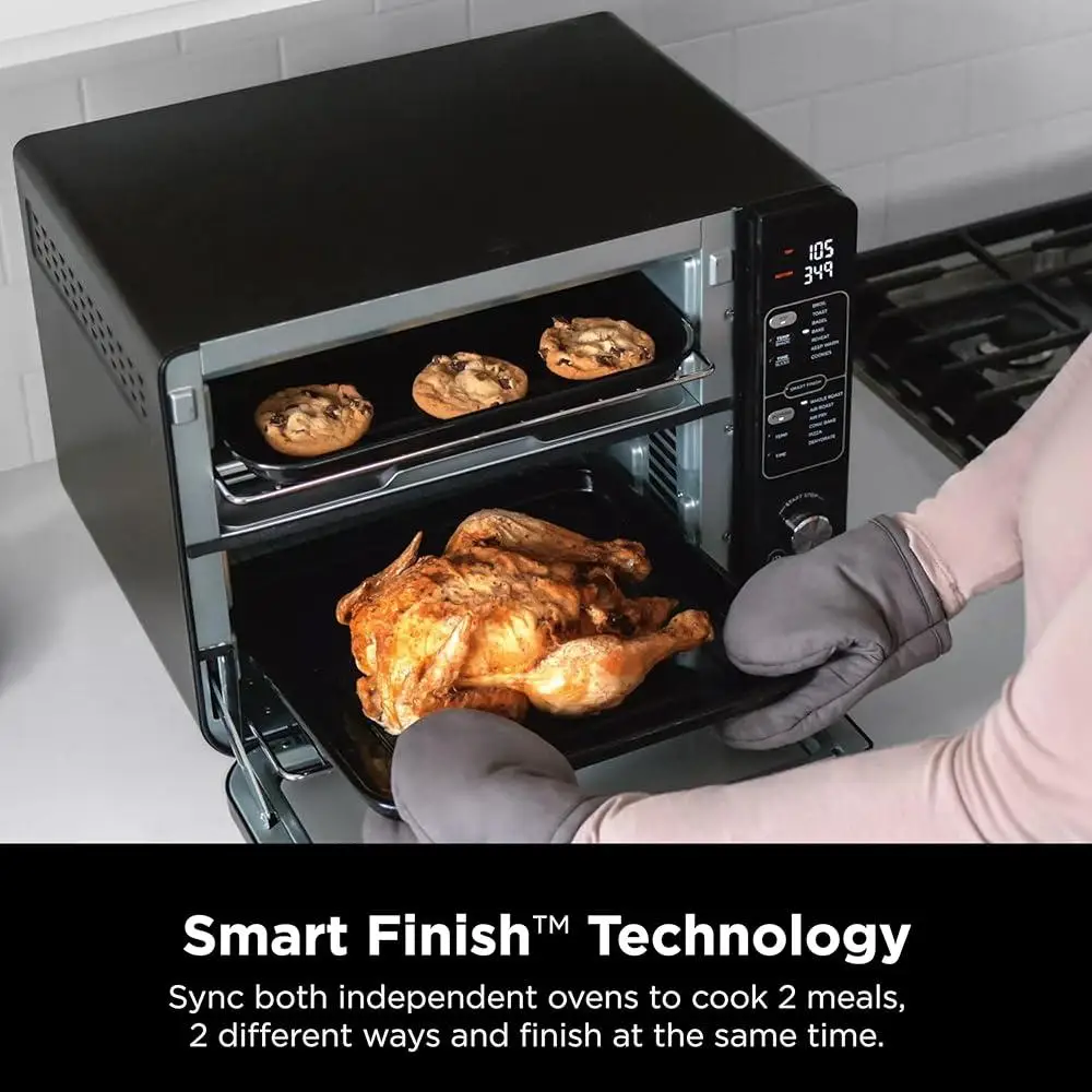 فرن مزدوج، محمصة حرارية، مقلاة هوائية، FlavorSeal FlexDoor، لمسة نهائية ذكية، طهي سريع، 13 وظيفة، وجبات سهلة، حجم عائلي