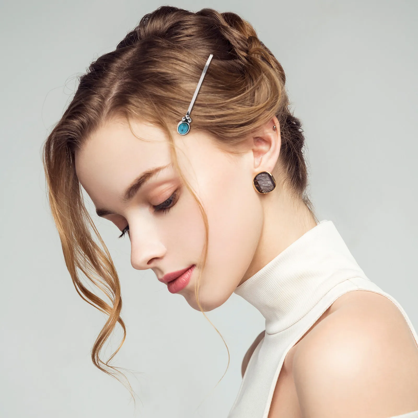 

Набор из 3 бирюзовых заколок для волос: декоративные ретро-заколки в стиле бохо для женщин, аксессуары для волос в западном стиле