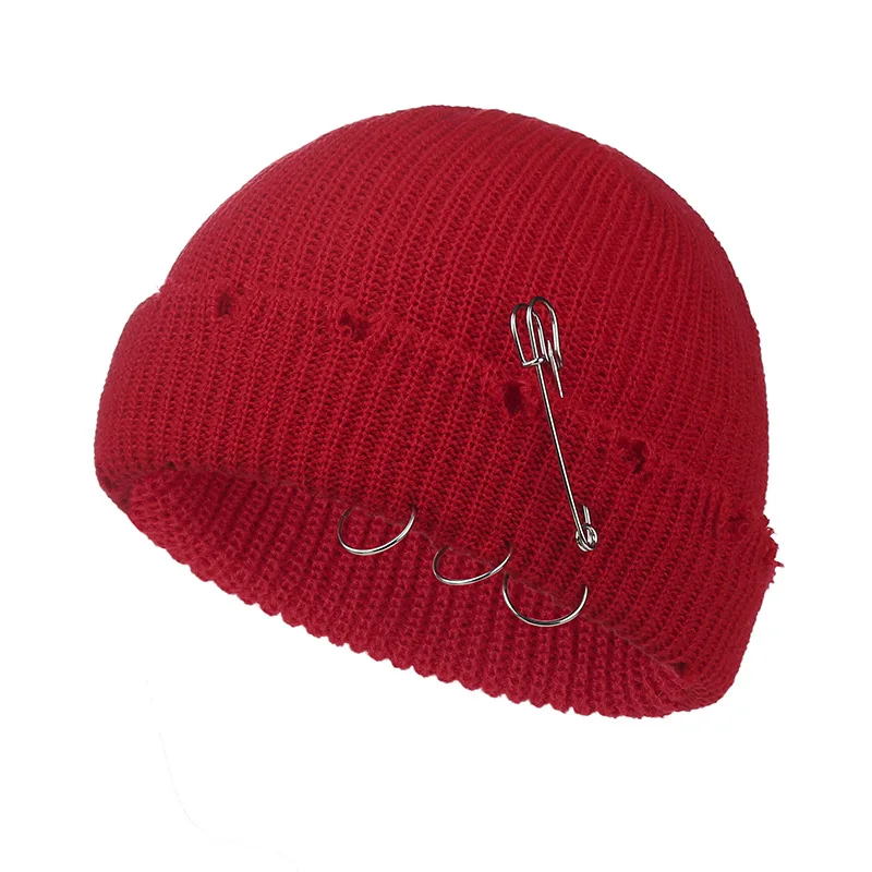 Winter Skullies Hut Für Frauen Männer Paar Y2K Beanies Hüte Mode Gothic Street Punk Gestrickte Motorhaube Kappen – Detail 8