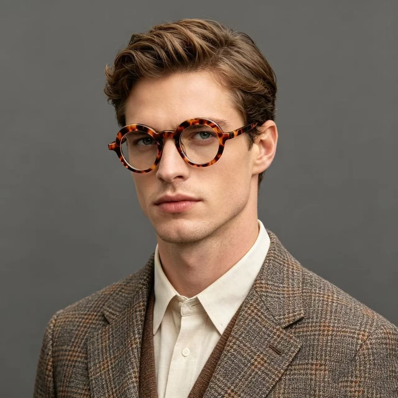 

Y.BBY-X Vintage Round Acetate Glasses Frame Men Optical Prescription Eyeglasses Frame Women Korea Luxury Brand Eyewear