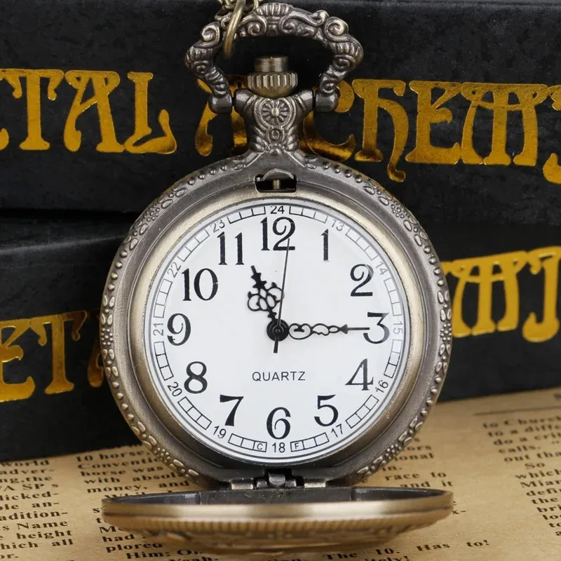 Montre de poche à Quartz pour hommes et femmes, Vintage, éléphant en relief, squelette arabe, cadran numérique, Steampunk, collier, pendentif de synchronisation, cadeaux