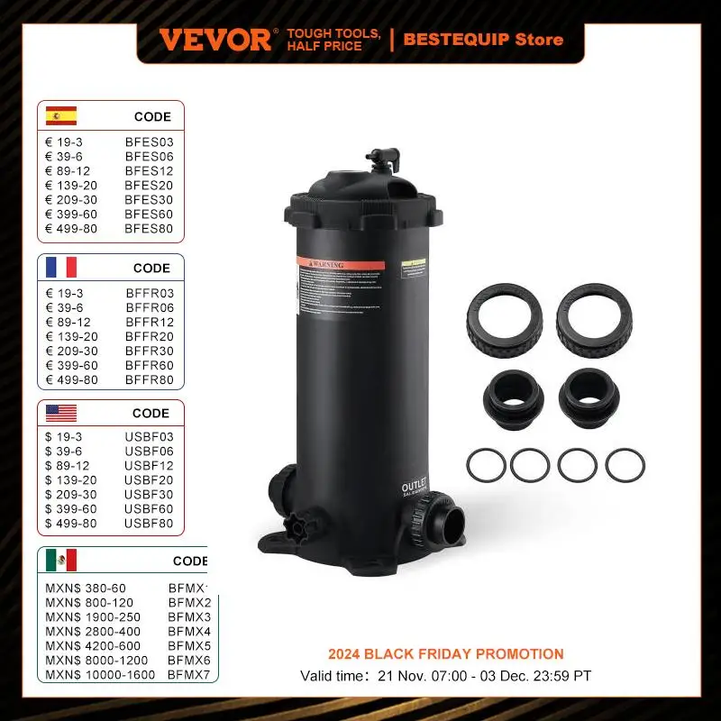 VEVOR Cartridge Pool Filter 50/325/425/525Sq. Ft Filter Area Inground Pool Filter Above Ground Swimming Pool Filtration  System