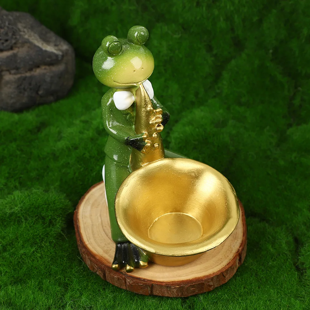 Green Cute Frog Figurine Eco-friendly Resin Cartoon Craft Desktop Decoration for Home and Office Miniature Frogs Sculpture