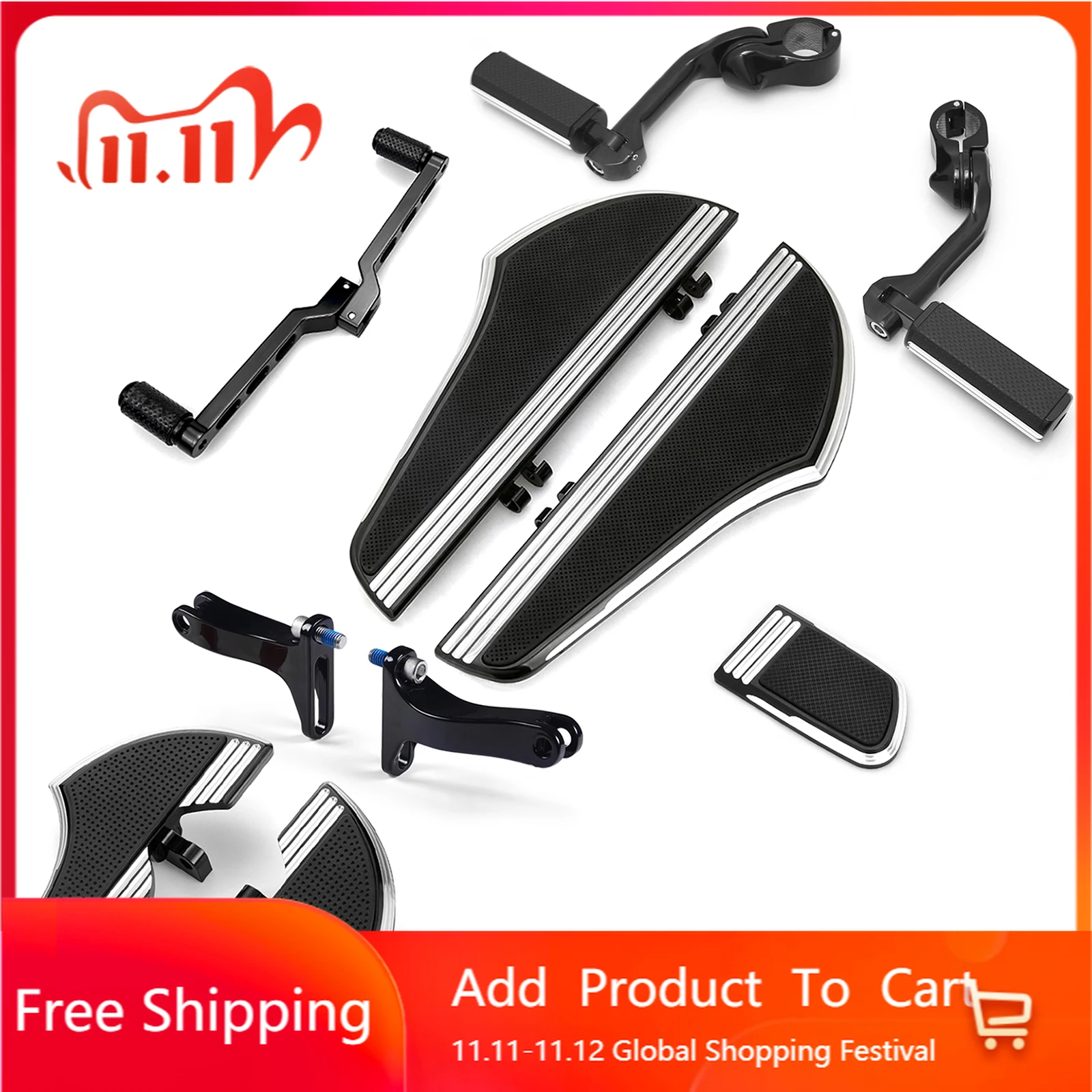 

STLF For 1980-UP Touring Street Road Glide Passenger Defiance Floorboards Edge Cut Heel Toe Shifter Lever Pegs