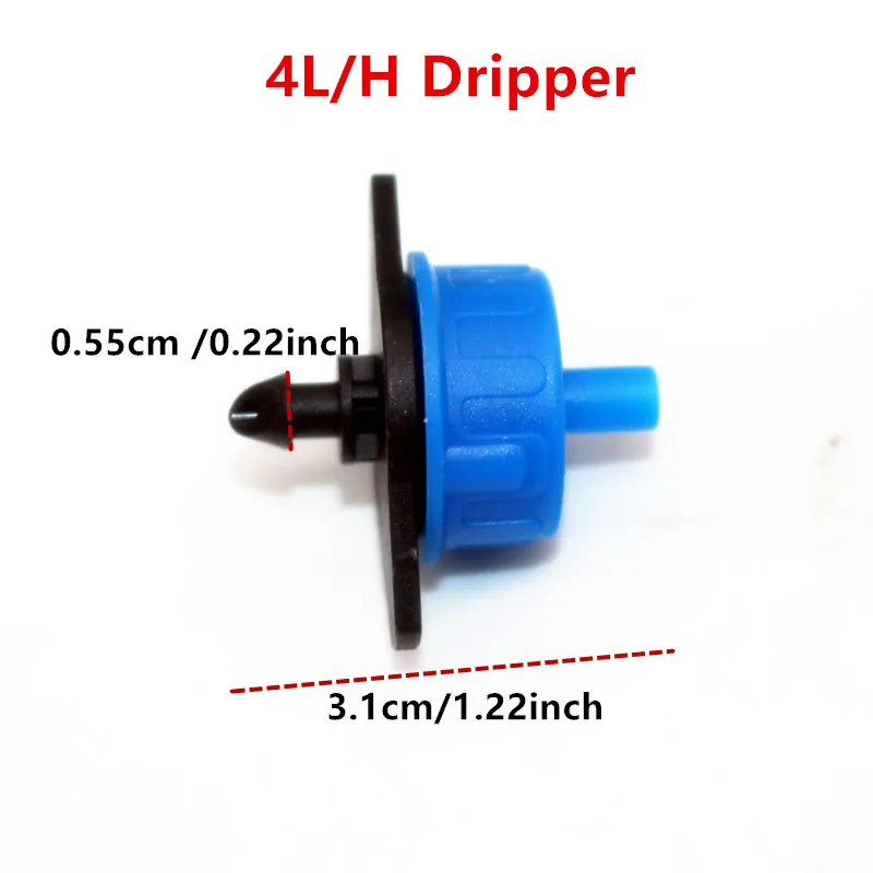 100PCS 4L Pressure Compensating Emitter Self-cleaning Durable Drip Irrigation Water Regulator Pipe 4/7MM 16 PE Hose Dripper
