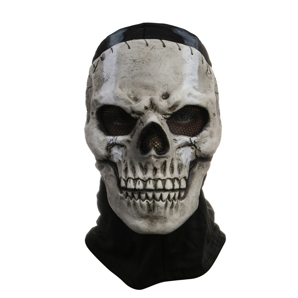 Máscara de Cosplay de Calavera, fantasma, Guerrero, máscaras de látex de terror, capucha para la cabeza, casco para adultos, utilería para Halloween, Unisex