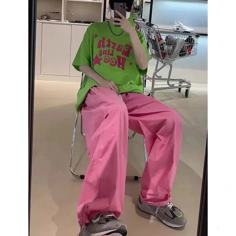 Damenmode, lange Damenhose mit Kordelzug, Damen-Arbeitshose im europäischen und amerikanischen Stil, voll passende High-Street-Sporthose