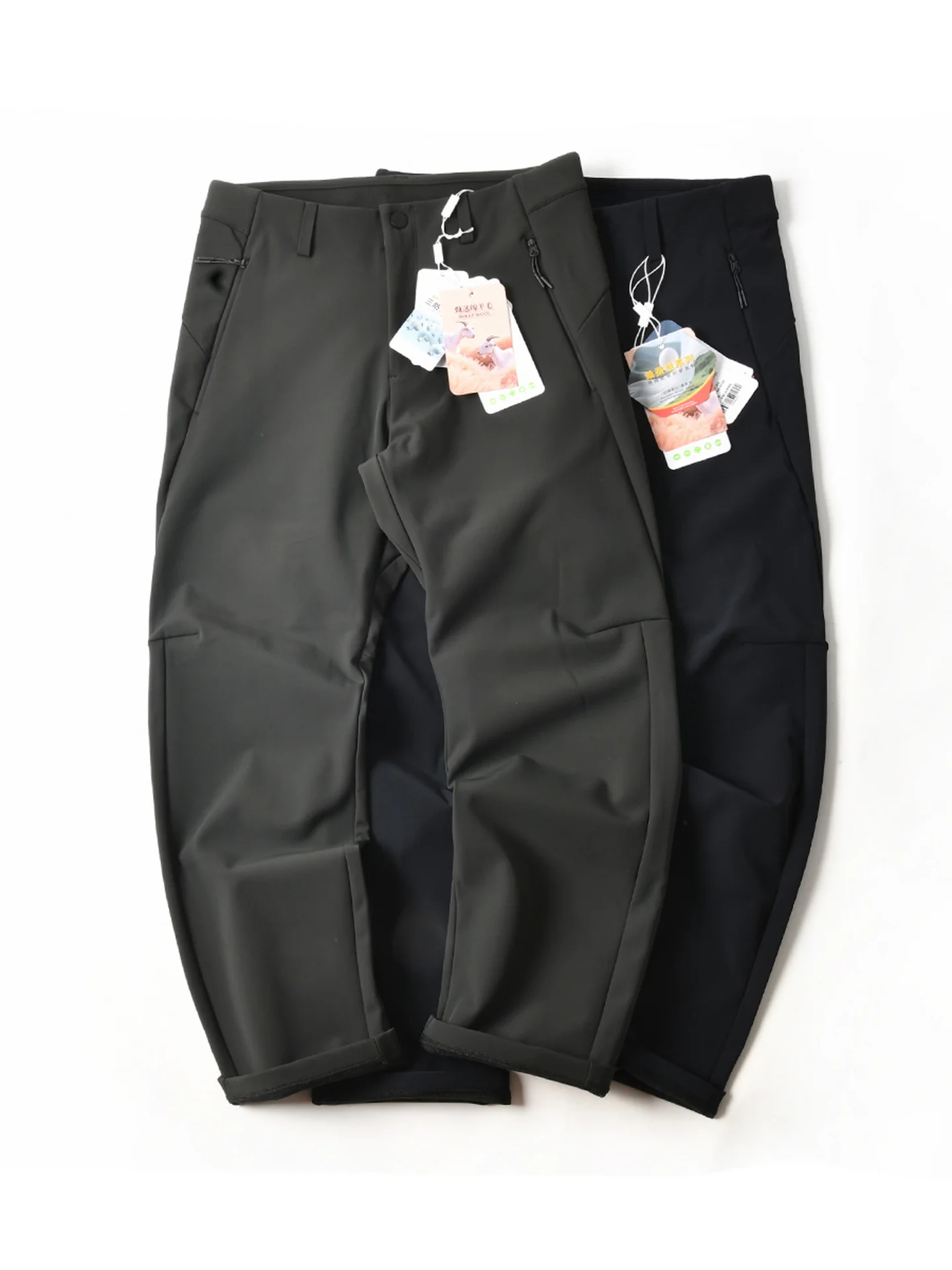 New American Style Men's Outdoor Windproof Water-resistant Fleece Lined Loose Straight Leg Sporty Casual Pants for Autumn Winter
