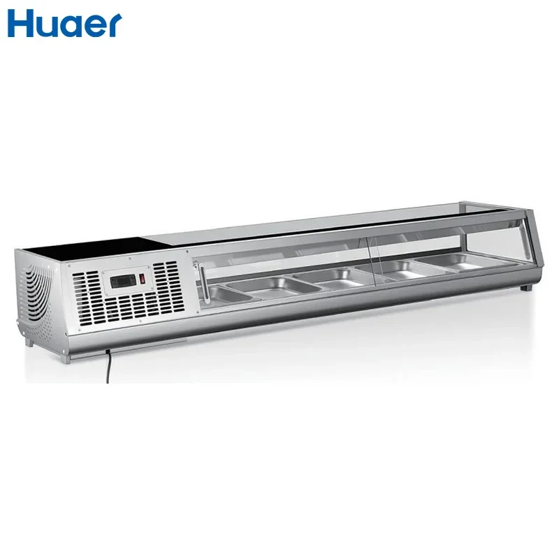 

custom.Sushi Showcase Counter Top Refrigerated Stainless Steel Single Layers Display Sushi Refrigerator