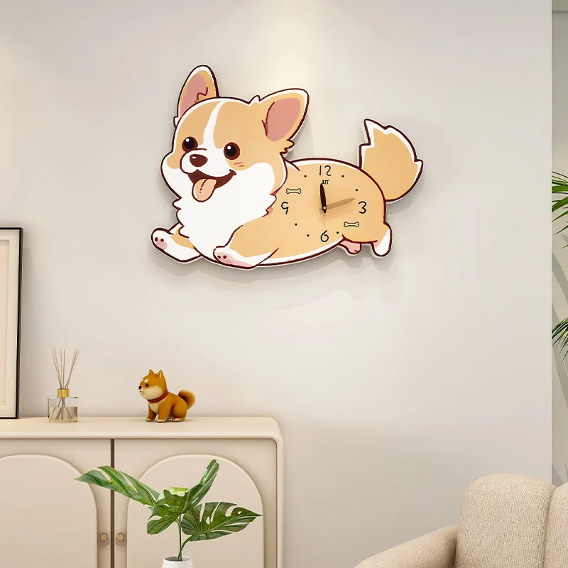 

Cream style creative dog clock wall hanging home foyer background decoration wall clock