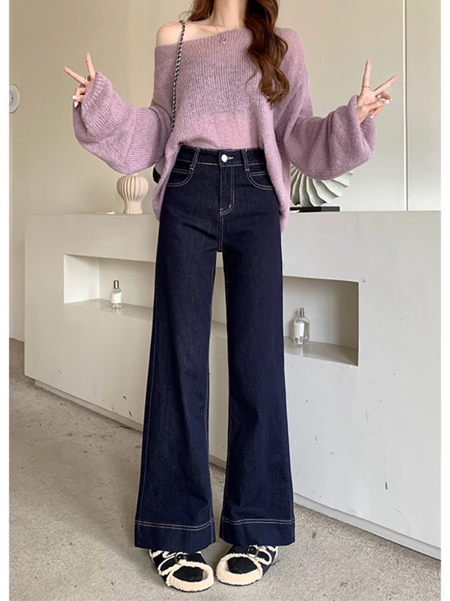 

Широкие джинсы с высокой талией, женские весенне-осенние свободные джинсовые брюки прямого кроя, брюки Bootcut для больших размеров Pear Ape