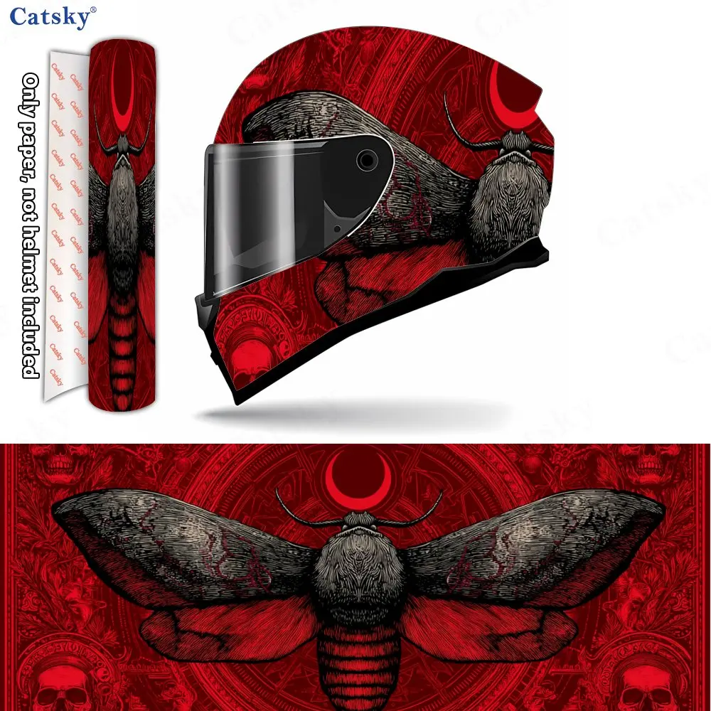 

Виниловые накидки на шлем Crimson Hell Moth, водонепроницаемая устойчивая к царапинам наклейка на анфас, прочная защитная наклейка на шлем из ПВХ