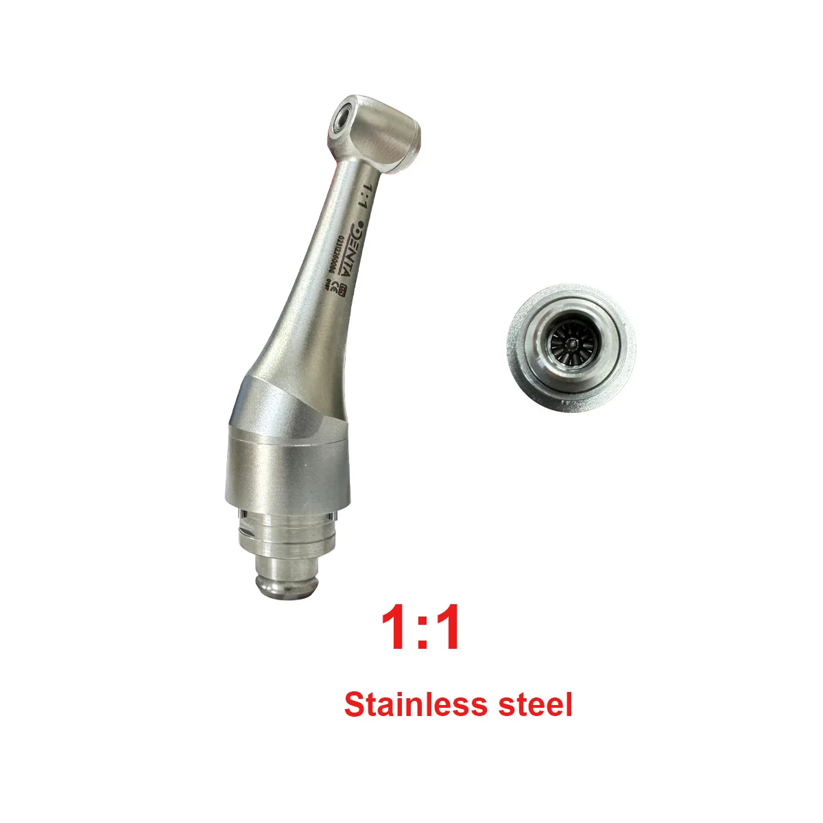 

10 1:1 dental Electric Push Button 1:1 Reduction Stainless Steel Contra Angle Handpiece Head for Endodontic Treatment Endo