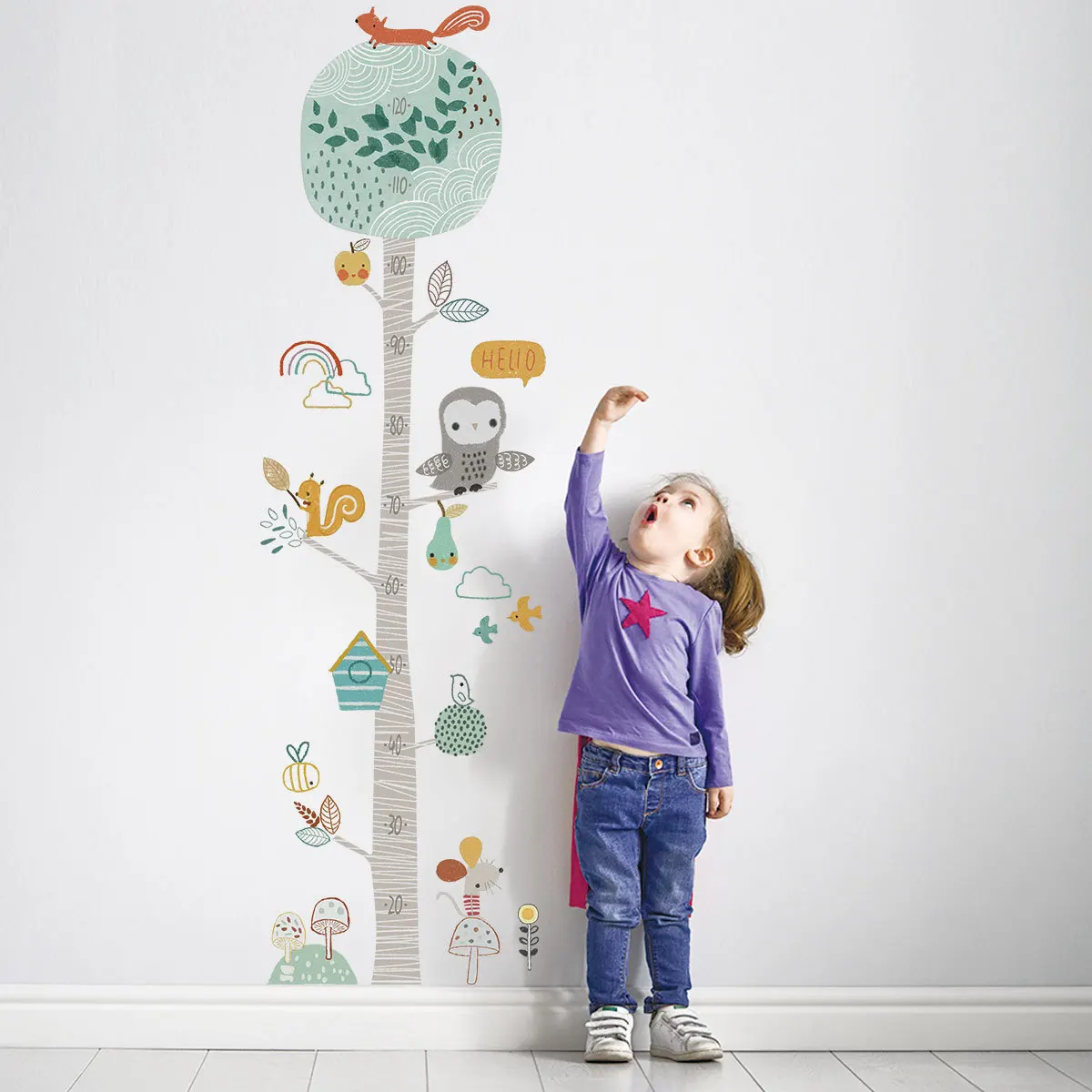 Cartoon Animals Height Measure Wall Sticker Dinosaur Wallpaper For Kids Room Nursery Child Growth Ruler Growth Chart