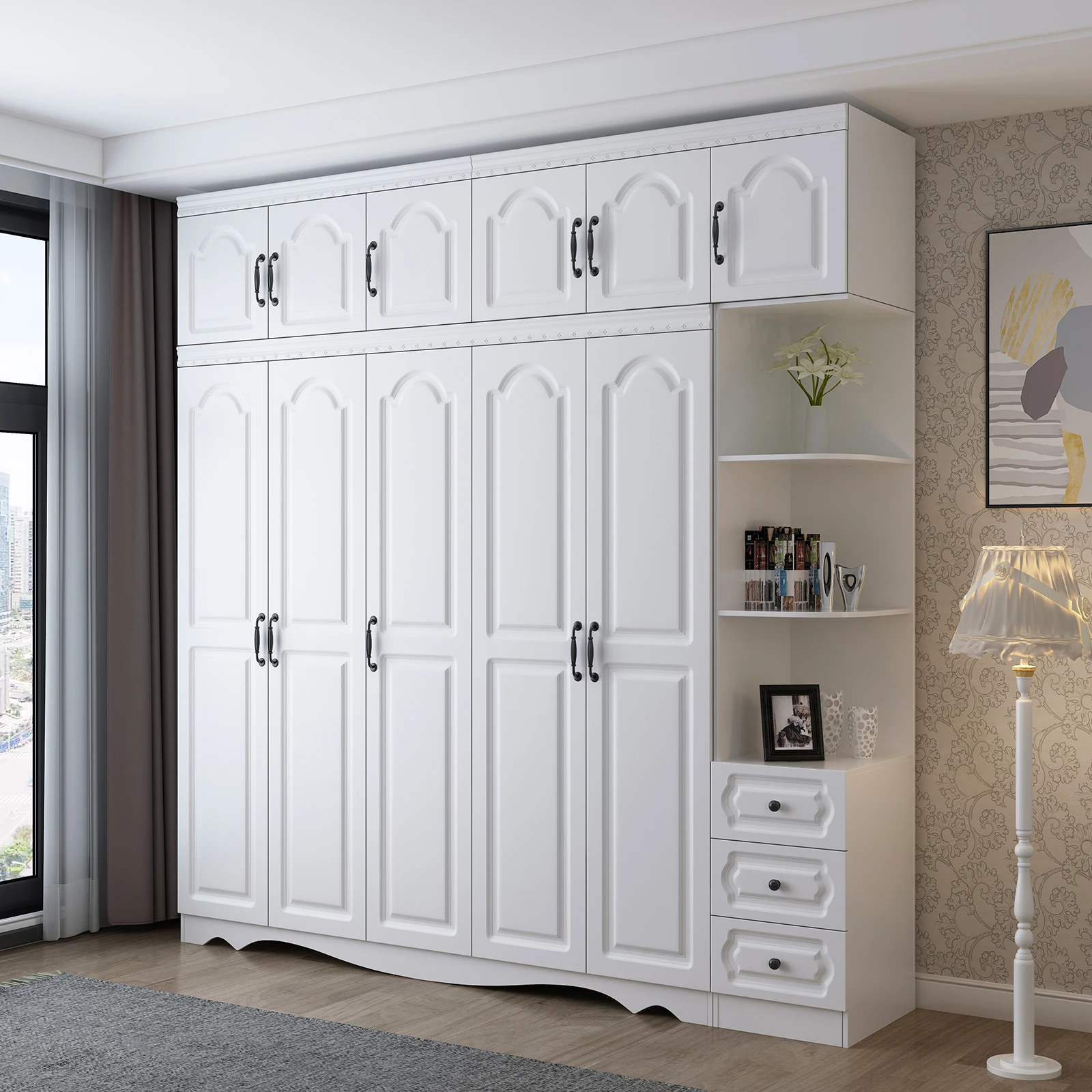 Large wardrobe Modern simple household bedroom Wooden cabinet Economical wardrobe for rent