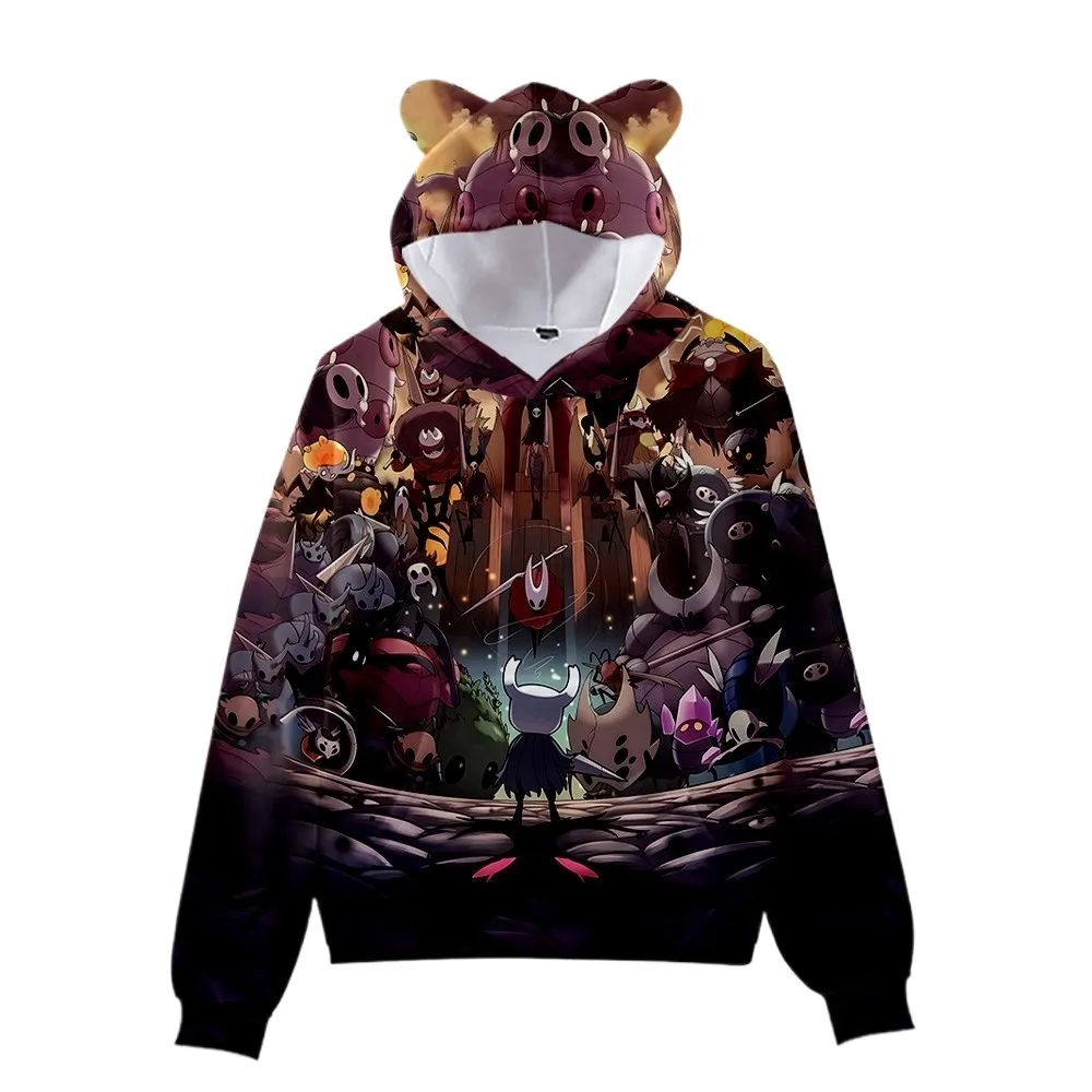 كنزات هولو نايت سيلكسونغ بغطاء للرأس ثلاثية الأبعاد مطبوعة آذان القط 2025 جديد أنيمي موضة هوديس بنين بنات أطفال بلوفرات للجنسين #5