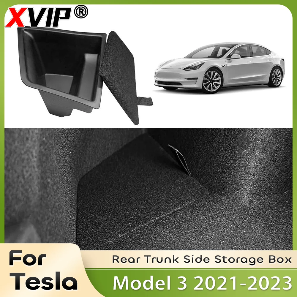 XVIP Rear Trunk Side Storage Box For Tesla Model 3 Y 21-23 Left Right Bins Model 3 Highland 2024 Organizer Tray Stowing Tidying